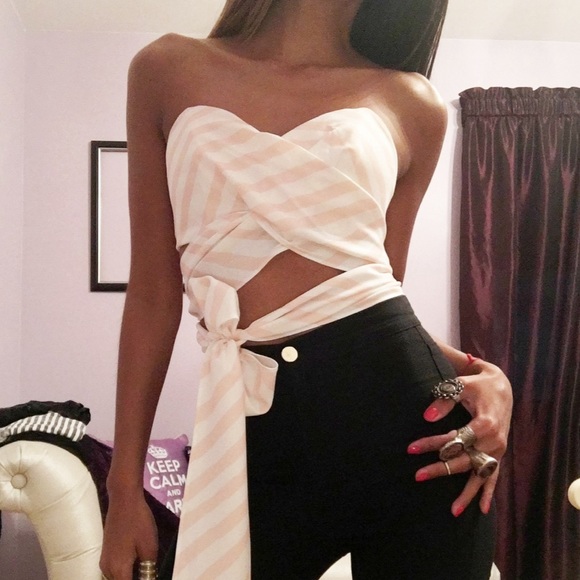 Sabo Skirt Striped Wrap Top - Picture 1 of 8